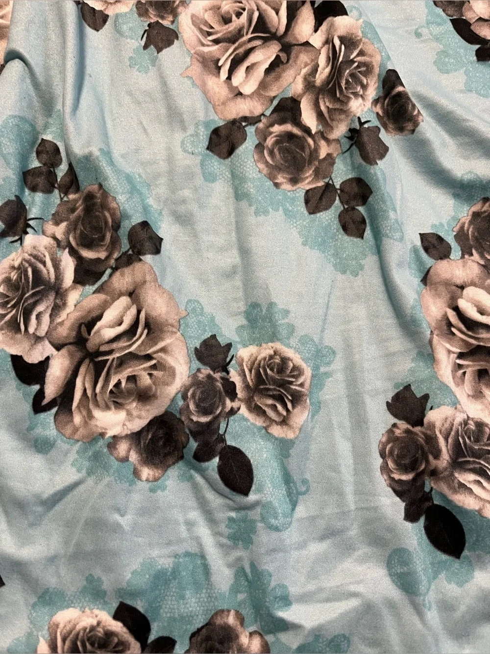 JUSTICE 14 16 XL Sky blue pastel black white floral dress